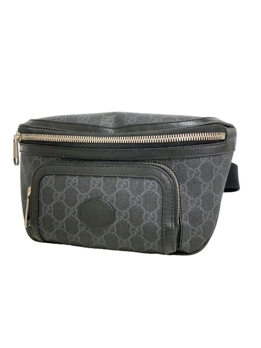 Gucci Waist Bag GG Supreme Gray Black Silver